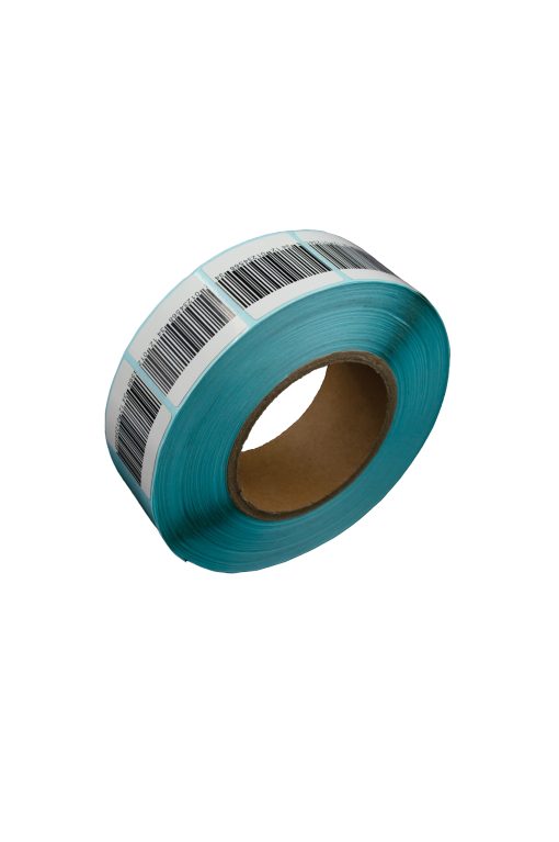 لیبل دزدگیر RF سایز 4*4 پشت آبی بارکددار (بسته 1000 عددی)
